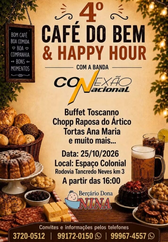 SOLIDARIEDADE, SABORES E BOA MÚSICA NO 4º CAFÉ COLONIAL E HAPPY HOUR!